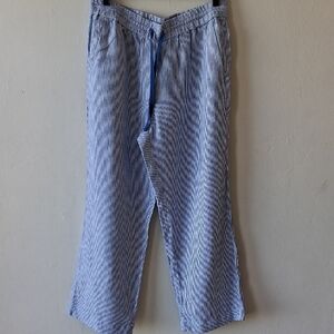 Talbots Blue and White Striped Wide Leg Pants